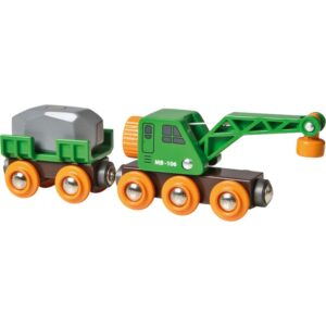 BRIO World Grüner Kranwagen mit Anhänger