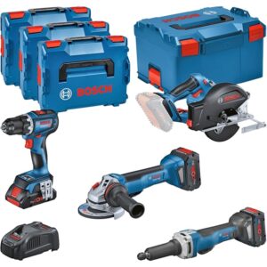 Bosch Profi Set Metall 18V: GSR 18V-90C + GWS 18V-15 PSC + GKM 18V-50 + GGS 18V-23 PLC