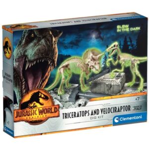 Clementoni Jurassic World 3 - Ausgrabungs-Set Triceratops & Velociraptor