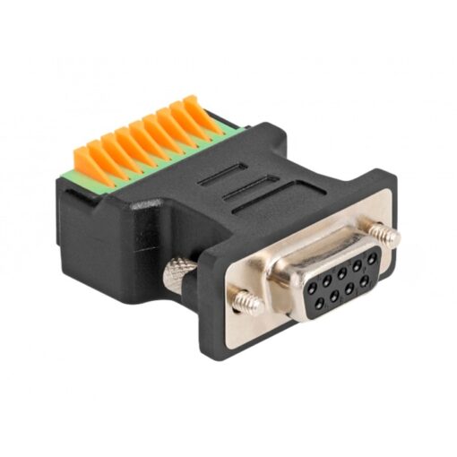 Delock D-Sub 9 Pin Buchse > Terminalblock Adapter mit Drucktaster