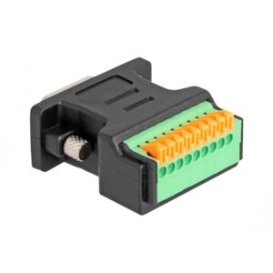 Delock D-Sub 9 Pin Stecker > Terminalblock Adapter mit Drucktaster