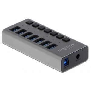 Delock Externer SuperSpeed USB Hub mit 7 Ports + Schalter