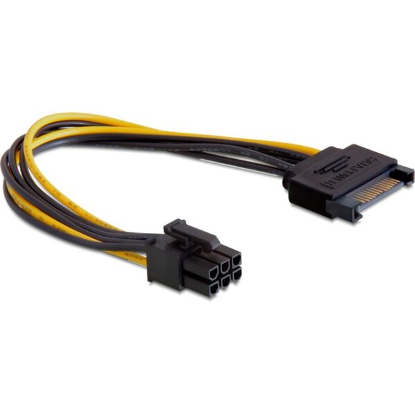 Delock Strom-Adapterkabel 15 Pin SATA > 6 Pin PCIe