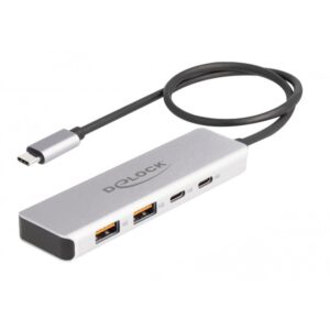 Delock USB 10 Gbps USB Type-C Hub mit 2 x USB Typ-A und 2 x USB Type-C