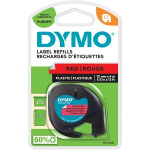 Dymo LetraTag ORIGINAL Kunststoff Schriftband schwarz auf rot