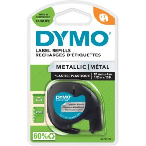 Dymo LetraTag ORIGINAL Kunststoff Schriftband schwarz auf silbermetallic