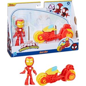Hasbro Marvel Spidey and His Amazing Friends - Iron Man Action-Figur & Motorrad