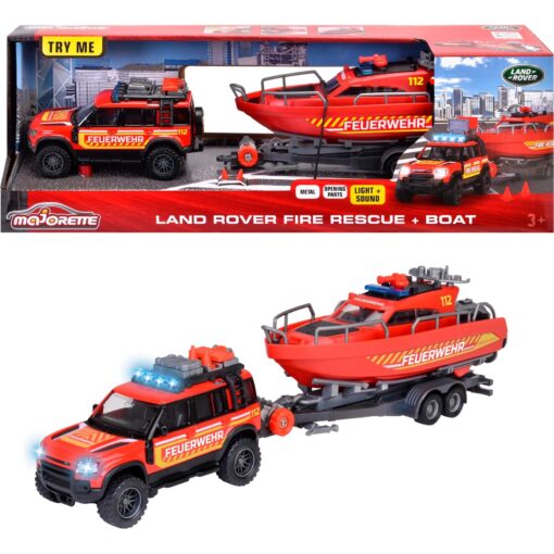 Majorette Land Rover Feuerwehrauto mit Boot