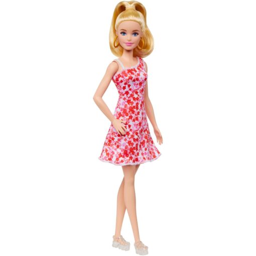 Mattel Barbie Fashionistas-Puppe mit blondem Pferdeschwanz und Blumenkleid