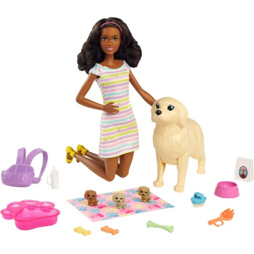 Mattel Barbie Puppe (brünett) mit Hund und Welpen