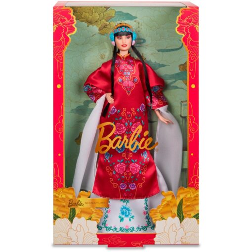 Mattel Barbie Signature Mond-Neujahr Puppe mit roter Blumen-Robe