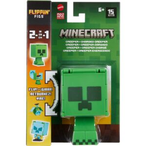 Mattel Minecraft Flippin'' Figure Creeper + Charged Creeper