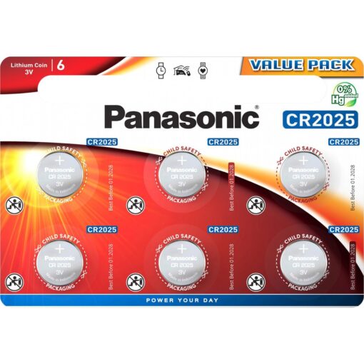 Panasonic Lithium Knopfzelle CR-2025EL/6B