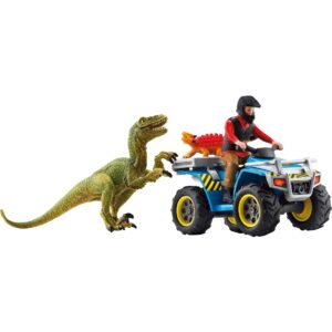 Schleich Dinosaurs Flucht auf Quad vor Velociraptor