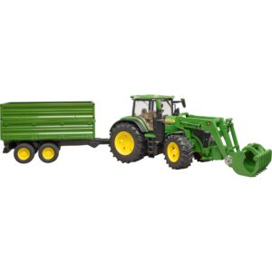 Bruder John Deere 7R 350 mit Frontlader und Tandemachstransportanhänger