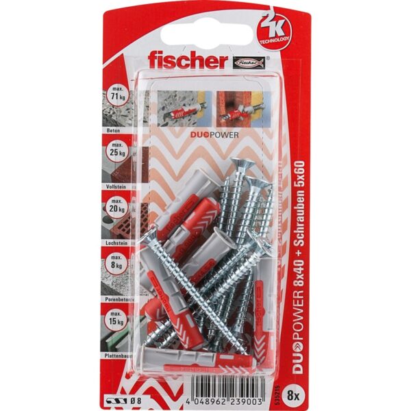 Fischer Dübel DUOPOWER 8X40 S K DE